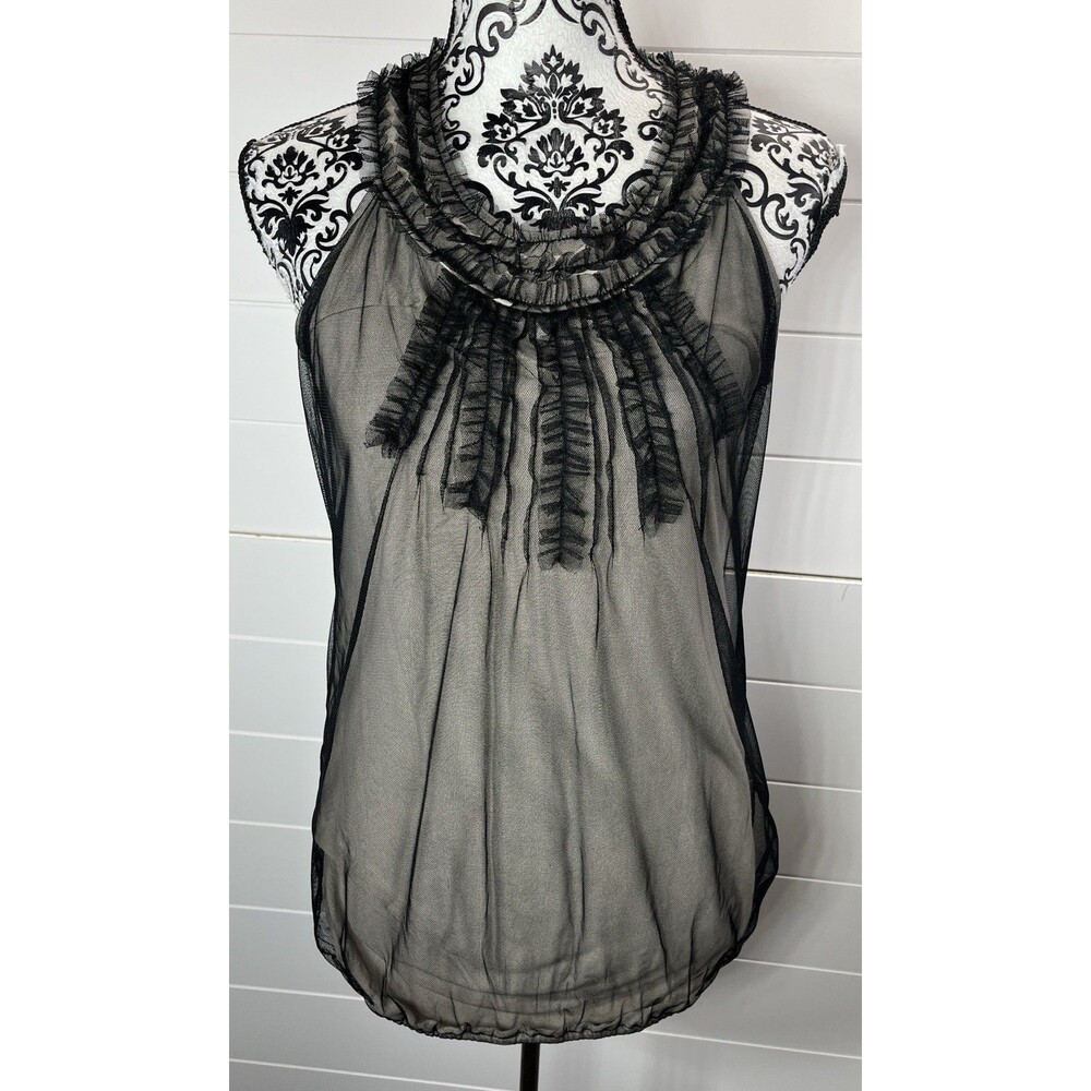 VTG 90s Y2K The Limited Sheer Mesh Black Lace Ruffle Regency Whimsigoth Small